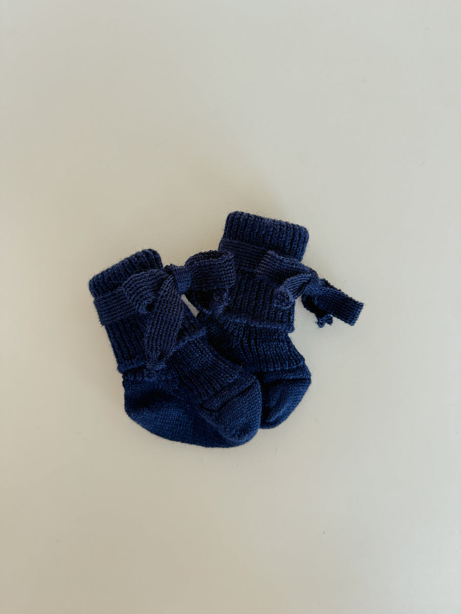 Hirsch Natur - Sokken - Wol - Strikje - Newborn - Blauw