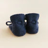 Hvid - Booties - Wollen Baby Sokjes - Blue