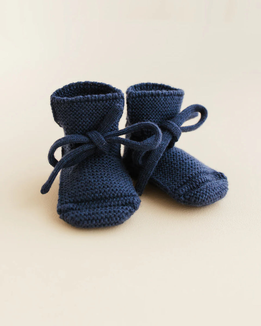 Hvid - Booties - Woolen Baby Socks - Blue