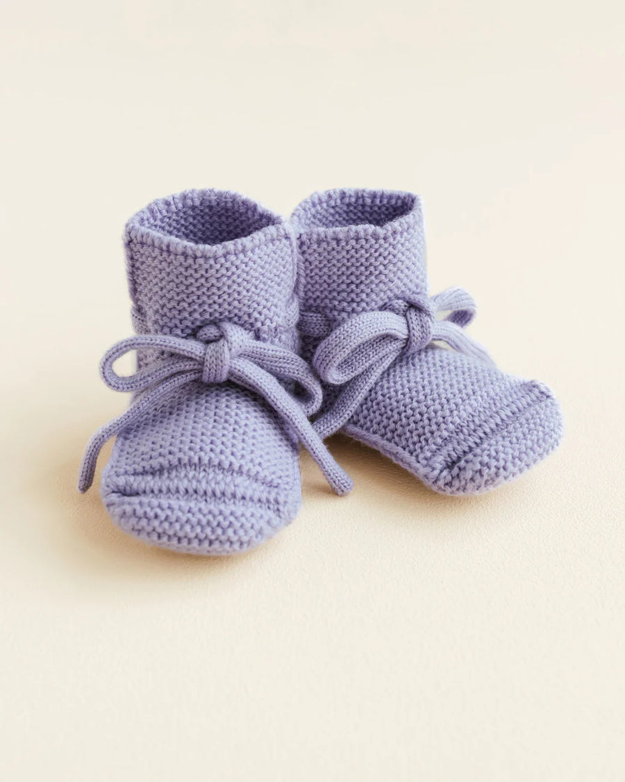 Hvid - Booties - Woolen Baby Socks - Lilac